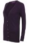 Purple button front low v neck cardigan with pockets