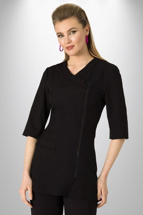 Long Sleeve Black Tunic with a zip opening