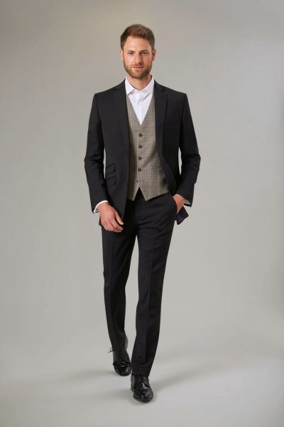 Cassino Suit Black, Emilio Grey Check - Medium