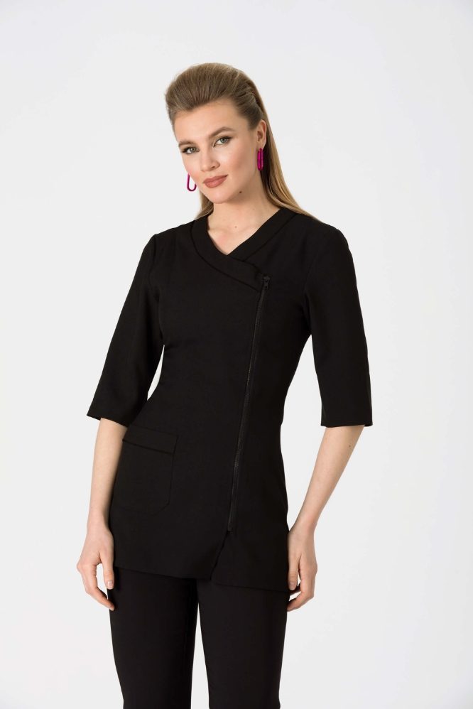 ESSENTIAL SOFT-STRETCH FULL-ZIP TUNIC - Housekeeping Uniforms Direct