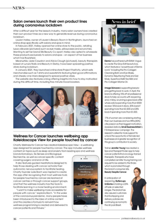 Did you see us in the Professional Beauty & Hairdressers Journal (April)?