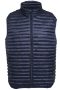 Navy zip front sleeveless jacket with high neck
